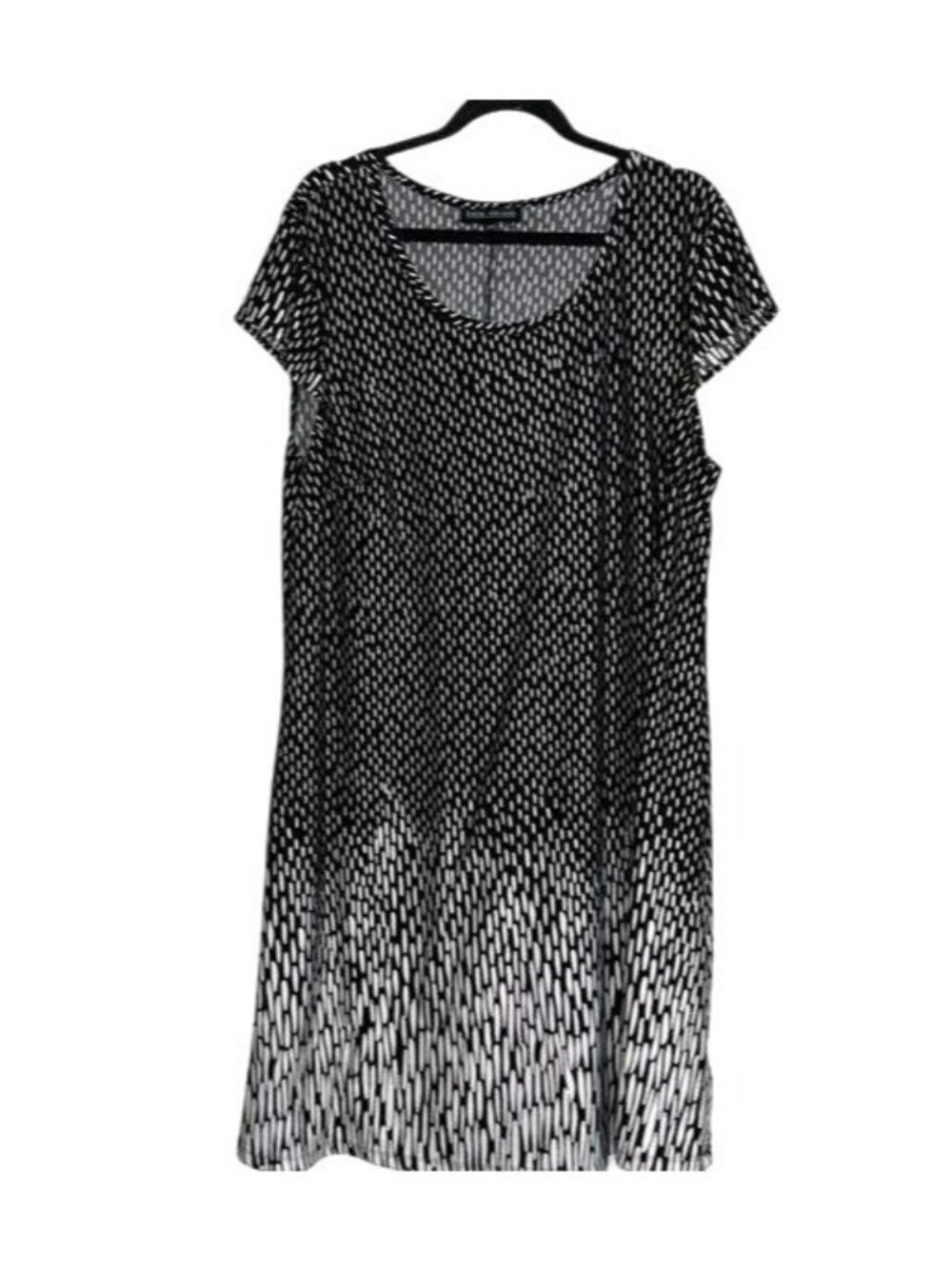 Karin Stevens Womens 2X Black & White Printed Short Sleeve Dress